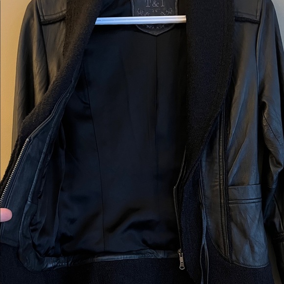 Leather & Wool Jacket with Tie Detail - Picture 15 of 16